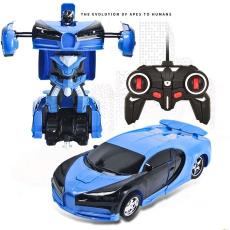 1：18一鍵遙控變形車機器人仿真模型車電池款 學智善兒童電動玩具