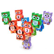 创意平衡积木 儿童拼装益智玩具 卡通木质十二生肖猫头鹰平衡木