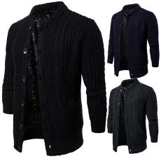 毛衣外套現貨外貿YM020 2019秋季新款跨境電商男士純色針織開衫